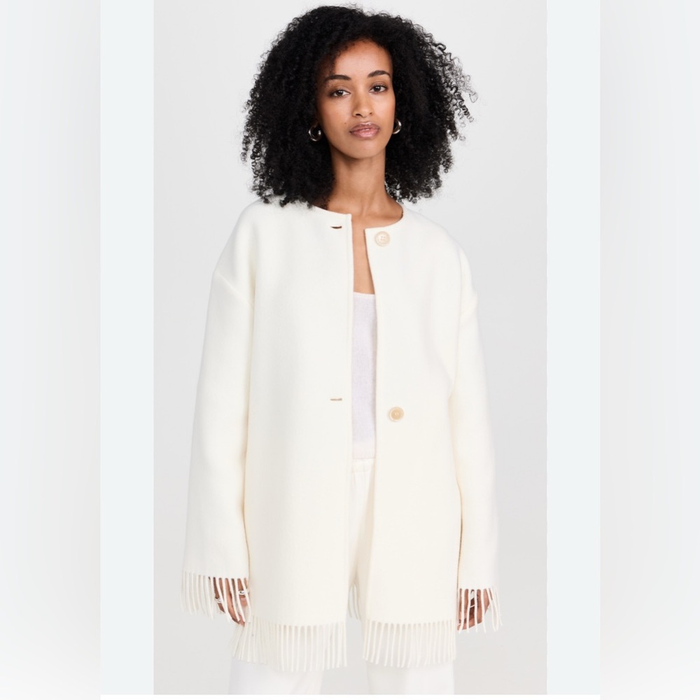 Rodebjer | Agnes Wool Fringe Jacket in Whipped Cream - M/L
